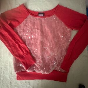 Elegant Red Sequin Long Sleeve Top